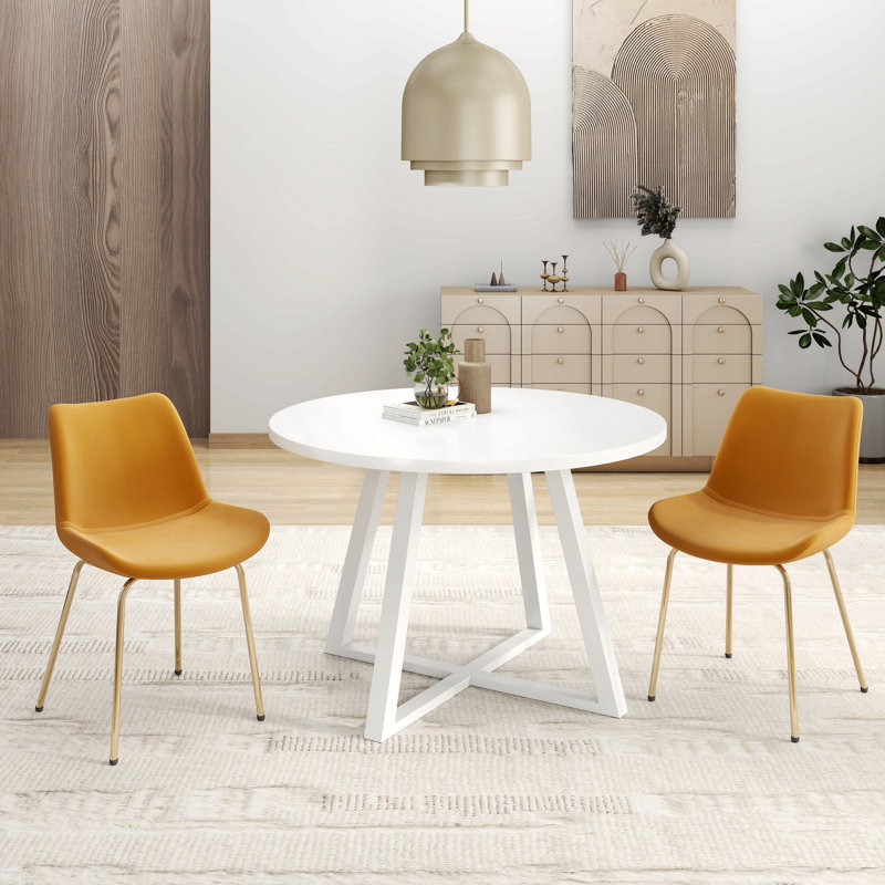 Ensemble de salle à manger 3 pièces, table à manger à tréteaux et 2 chaises d'appoint, Jaune