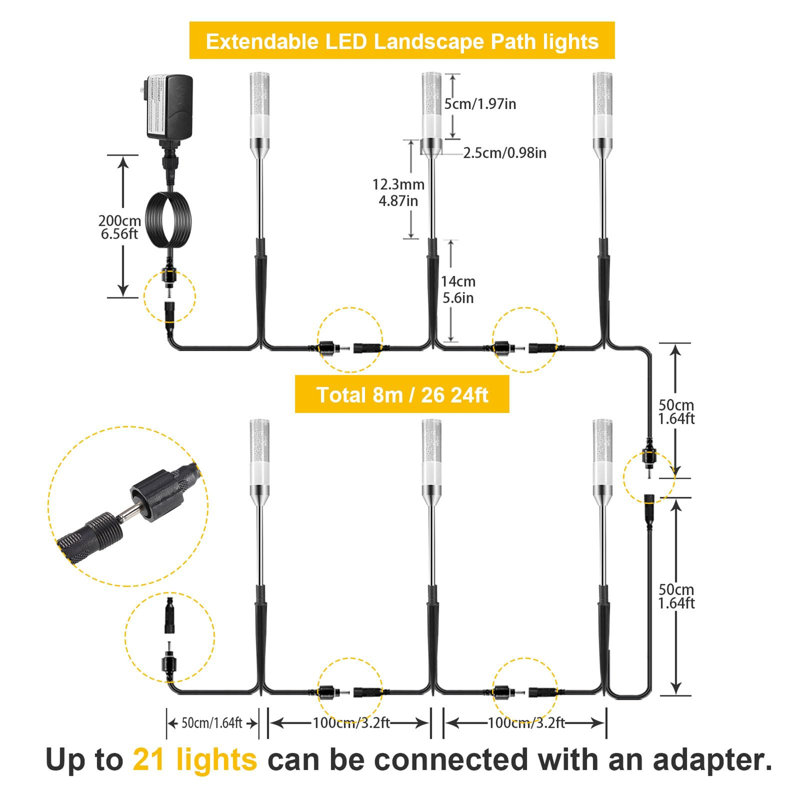 Warm White Acrylic LED Pathway Lights Set of 6
