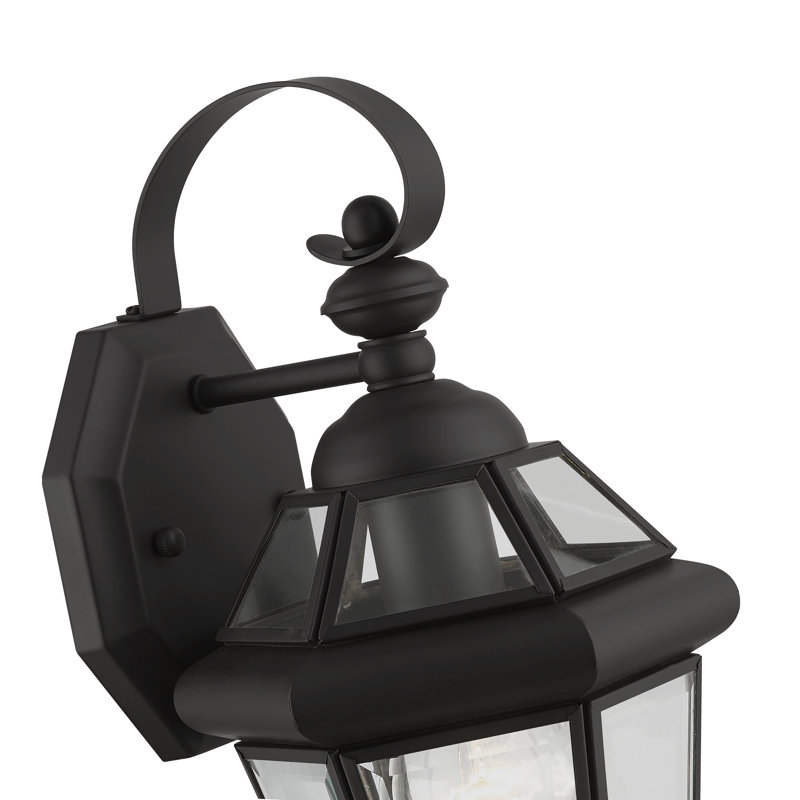 Lanterne murale d'extérieur en verre biseauté Creason, H 12 po x l 7 po x P 7 po, Noir