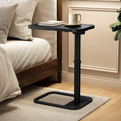 Adjustable Height TV Tray Table With 90° Flip-Over Panel, Space-Saving Sofa Arm End Side Table For Eating, Laptop, Couch, Bed, Or Small Spaces
