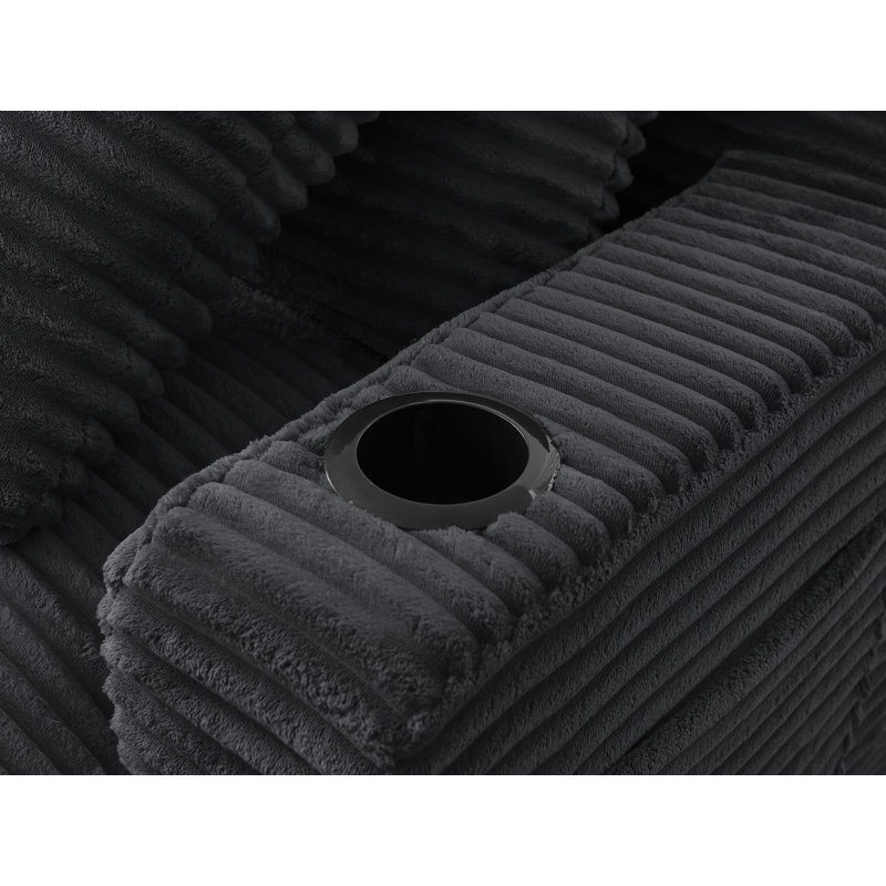 Méridienne double Corduroy, Gris foncé