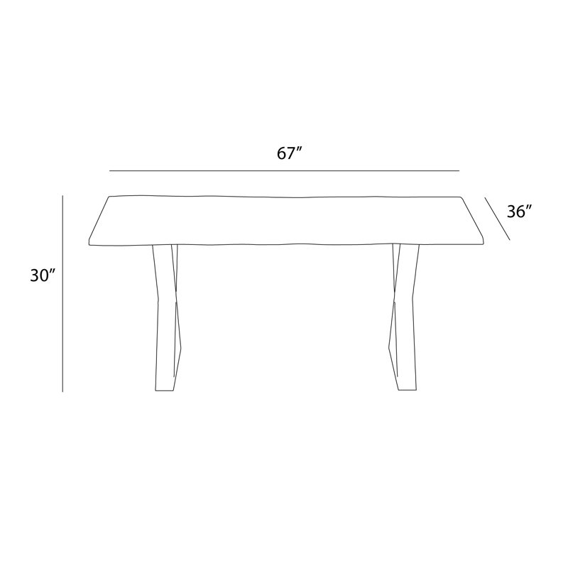 Table de salle à manger à bord naturel à double piédestal de 67 po Hosteen, Brun-roux