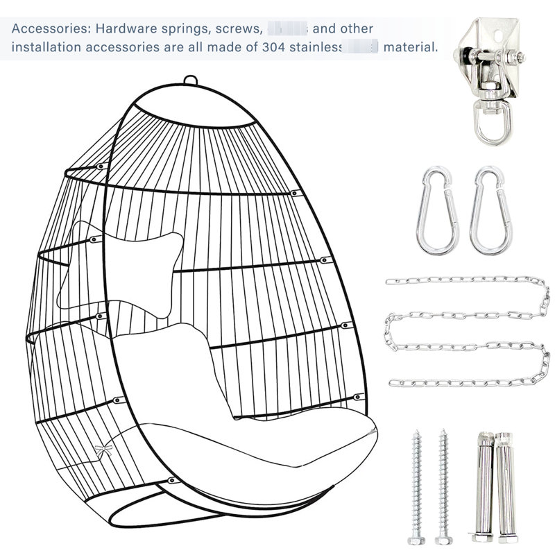 Fauteuil à œufs suspendu Red Garden - PE, pliable, avec coussin et suspension en acier inoxydable solide pour siège de balançoire amovible
