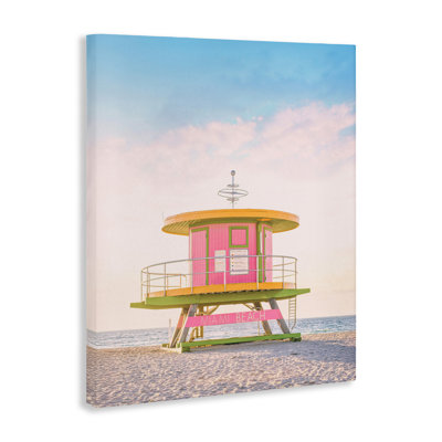 Pink Lifeguard Stand Landscape Canvas, design by Sisi and Seb