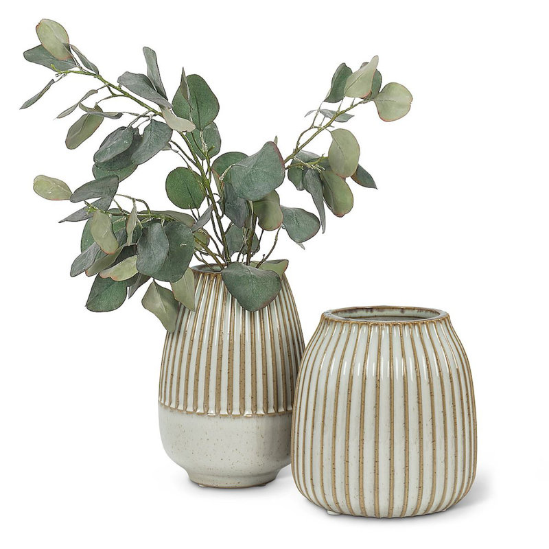Vase de table en grès 4 "Whitewash