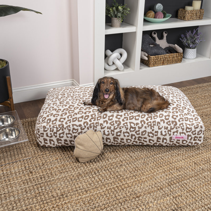 Mabel Designer Modern Ultra Soft Reversible Plush Rectangular Pet Bed with Washable Cover, Classic Leopard