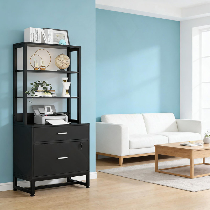 Spacieux classeur, classeur à hauteur, armoire stable avec bibliothèque ouverte