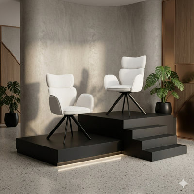 Fabric Upholstered Wing Back Armchair in White
