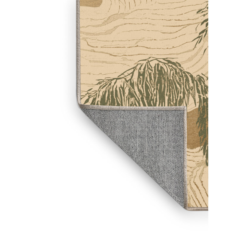 Tapis beige de style oriental français lavable à la machine Ottavio, Carré 5 pi