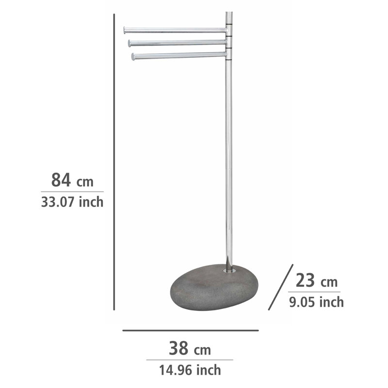 Pebble Stone 3 Freestanding Towel Stand, Grey/Brown/Blue