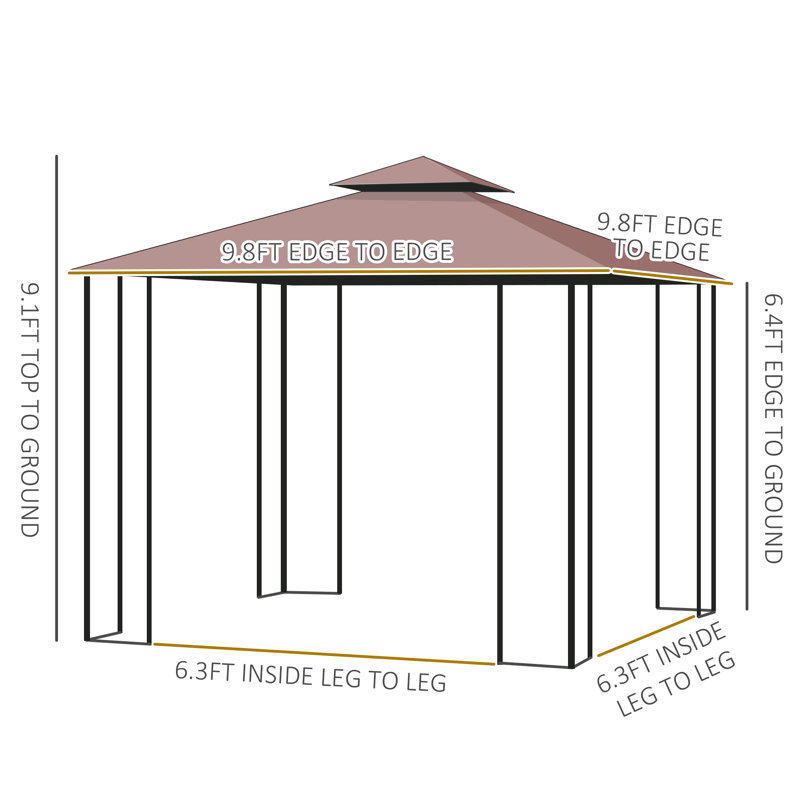 Zumbrota 10 Ft. W x 10 Ft. D Patio Gazebo, Silver, Brown
