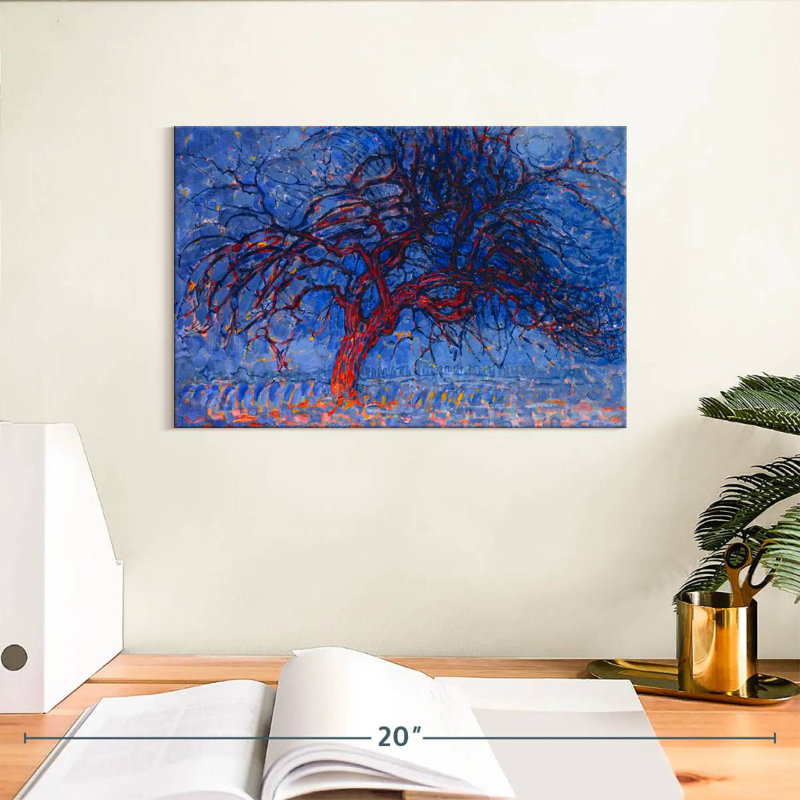 Harnek Avond le soir, l'arbre rouge, H 8 po x l 12 po