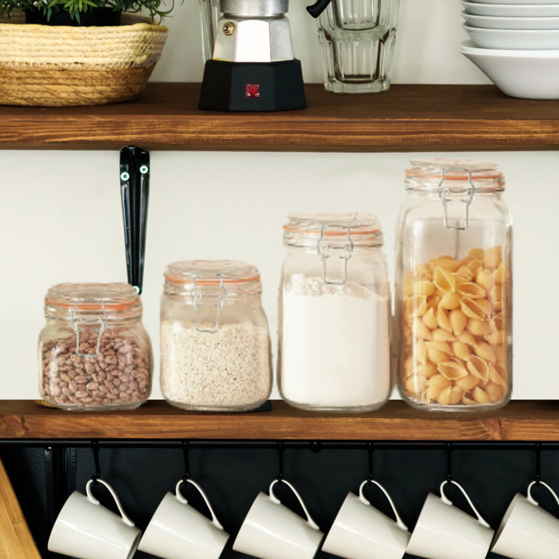Clear Glass Airtight Canister Set with Clamp Lids, 4-Piece