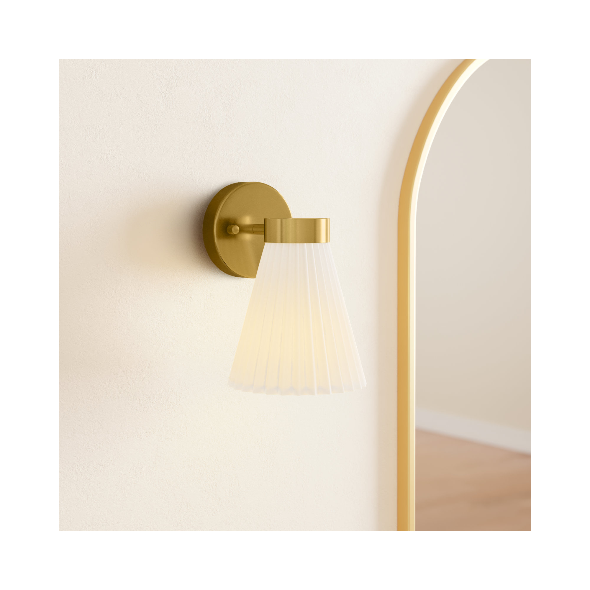 Viski Wall Sconce, White, Brass