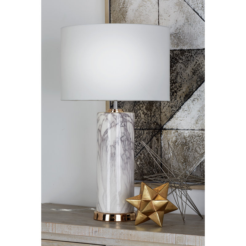 Lampe de table 26", Blanc / Cuivre