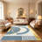 1PC Modern Minimalist Dusty Blue Gold Geometric Abstract area rugs for Living Room, Soft and Comfortable, easy-to-maintain, machine washable Indoor floor mat suitable for dining room, bedroom, entryway, home office, patio, hallway.-1372337065