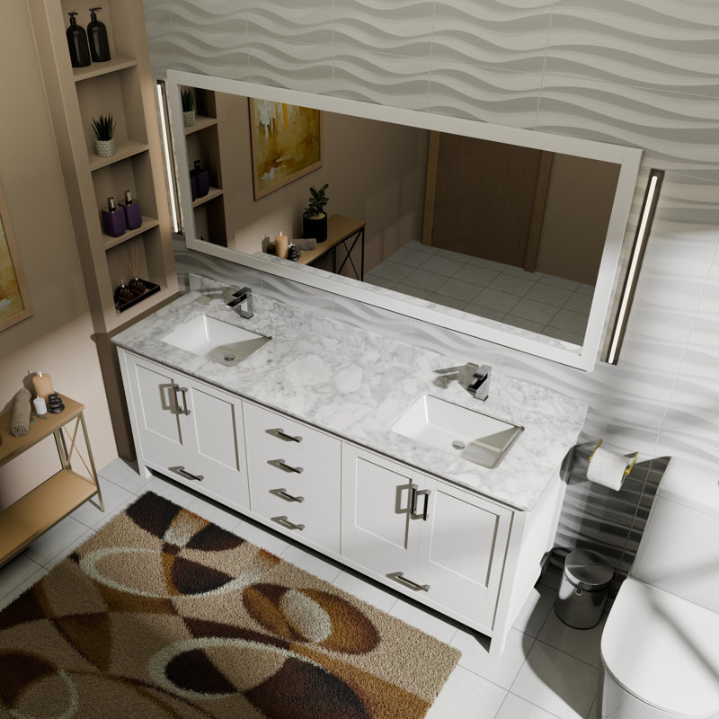Meuble-lavabo double l 72 po x P 22 po Jacques, Blanc