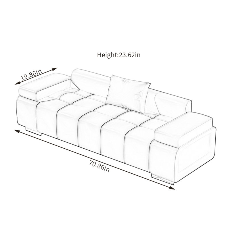 Banc rembourré en cuir, Orange, H 23,62 po x l 70,86 po x P 19,68 po