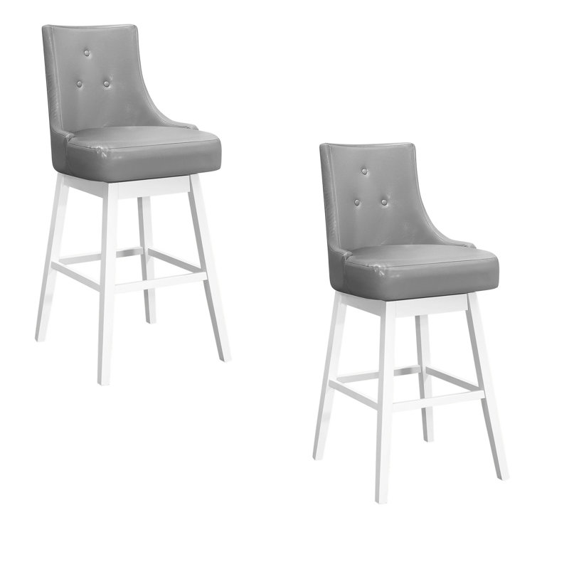 Ensemble de 2 tabourets de bar Estelle, Gris, blanc