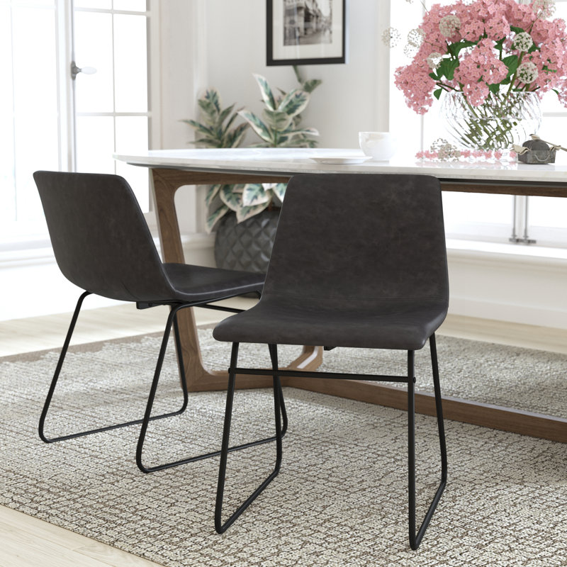 Ensemble de chaises à hauteur de cuve 18 po Avelina (ensemble de 2) LeatherSoft de Flash Furniture, Gris, Noir