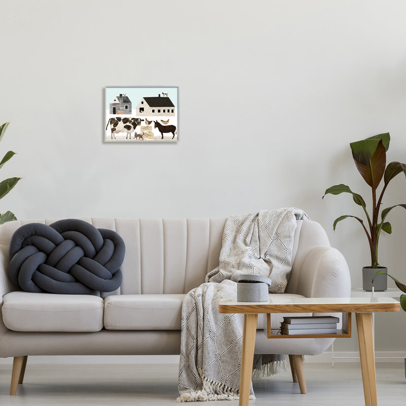 «Minimal Farm Animals Barn and Home», impression, H 11 po x l 14 po x P 1,5 po, Estampe numérique Farmhouse