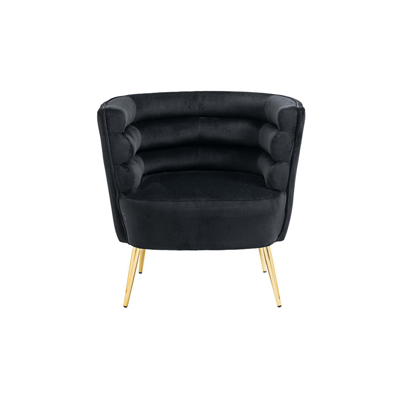 Fauteuil d'appoint rembourré classique en velours 0454F01C375B413CAA79F07379C234F7, Velours noir