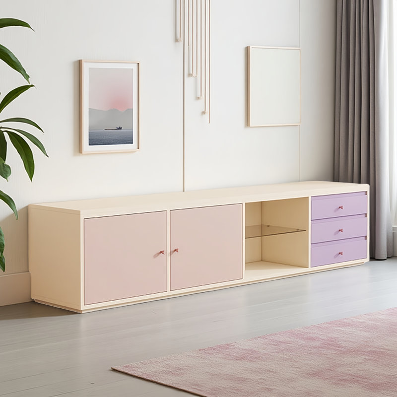 Simple, Fashionable and Creative  TV Cabinet, Purple/Light Pink/Off-White