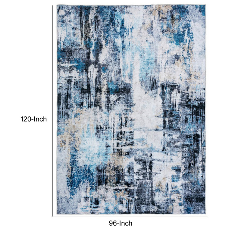 Washable Abstract Indoor Rug, Rectangle 8' x 10'
