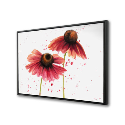 Two Pink Daisies - Framed Canvas Art for Home Decor