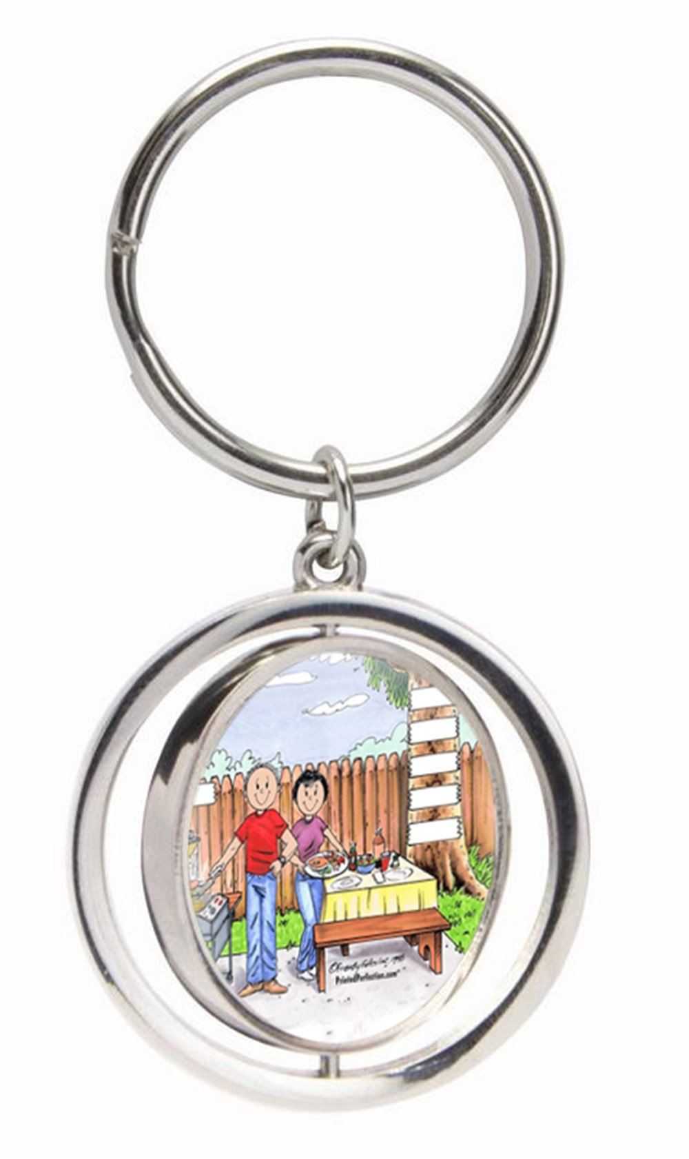 Printed Perfection Personalized Family BBQ 5 Small Spinning Key Chain ...
