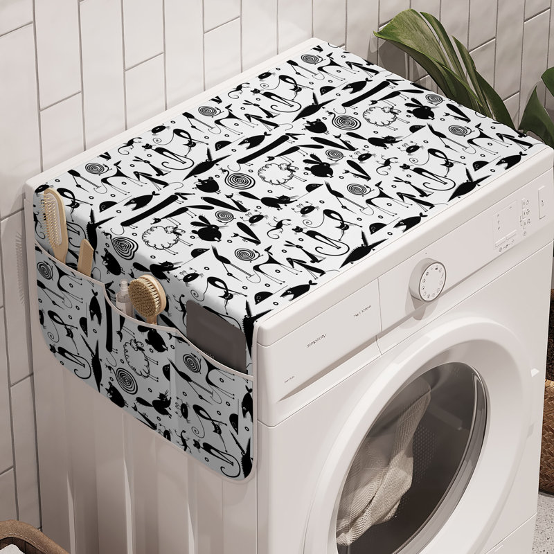 East Urban Home Animal Washing Machine Organizer Pack of 2 47" x 18.5" White Charcoal Grey