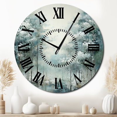 Pine Tree Enchanted Forest I - Landscape & Nature Black Face Wall Clock