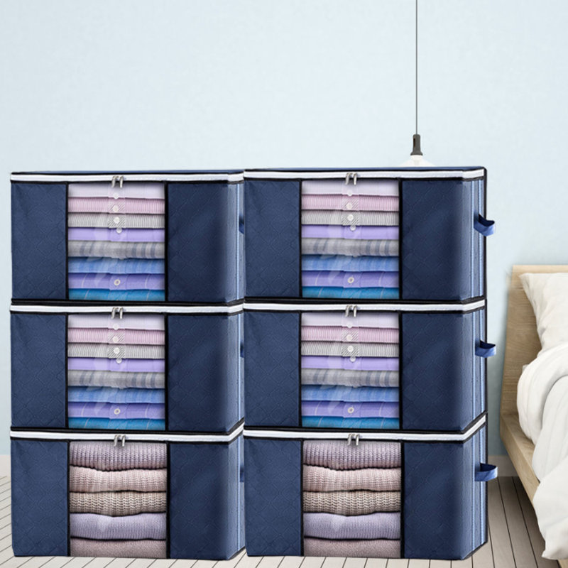 Clothes Storage, Foldable Blanket Storage Bag, Blue