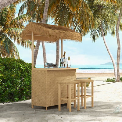 Tabouret de bar de terrasse en osier Brighi de 30,5 po by Bay Isle Home
