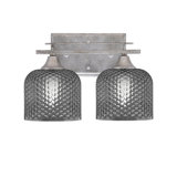 Uptowne 2 Light Bath Bar Shown In Aged Silver Finish With 6" Textured Glass