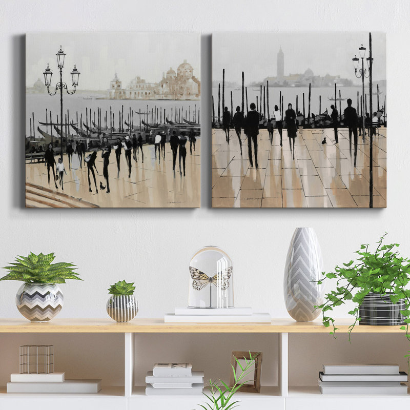 «Quiet Gondolas I», ensemble de 2 reproductions d'art sur toile tendue, H 32 po x l 64 po x P 1 po