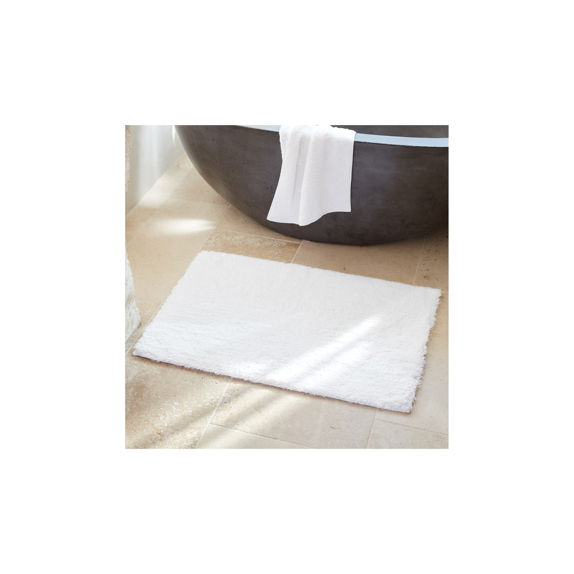 Shag Organic Bath Rug, 36" L x 24" W, Alpine White