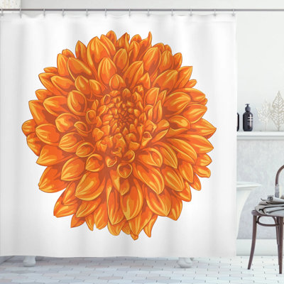 Dahlia Flower Shower Curtain with Hooks Included