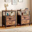 Table de chevet avec station de charge et 2 tiroirs en tissu, table de chevet avec ports et prises USB, table de bout avec tablette ouverte-122494974-129715228