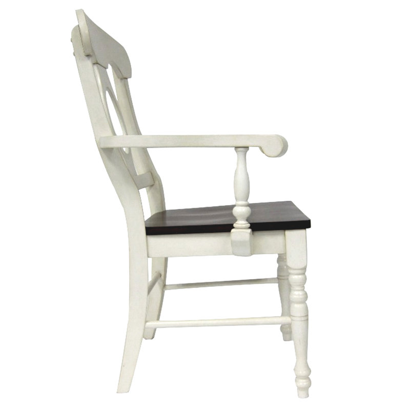 Littoral 17.5'' H Solid Wood Armchair, Antique White/Chestnut