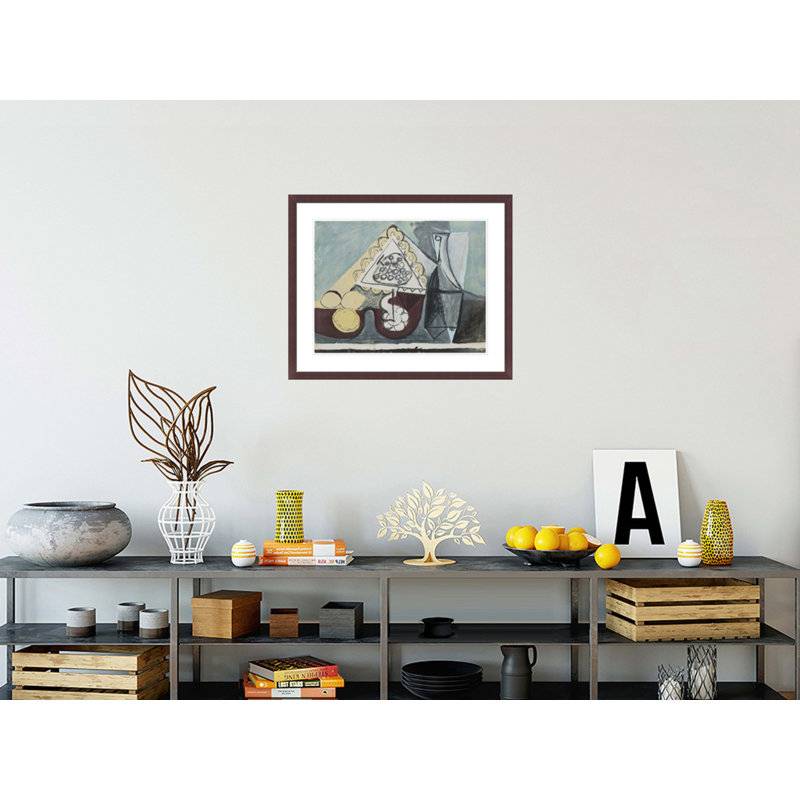 «Nature morte aux trois citrons au compotier de raisins et la bouteille de Faunes et Flore» par Pablo Picasso, impression giclée sur cadre