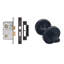  Leon Straight Design Bathroom Door Handles in Matt Black Finish with Matching Lock and Thumbturn