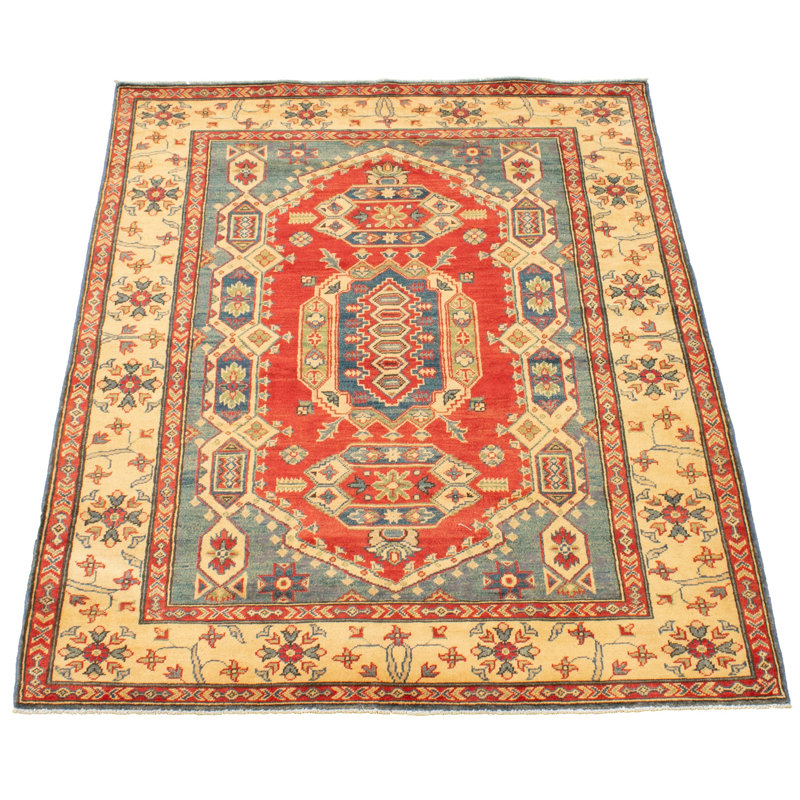 Tapis intérieur en laine gazni 5 pi 1 po x 6 pi 8 po en laine foncé à main one-of-kind-noué la 2010 Perrie