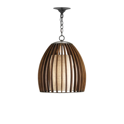 Carling 1 - Light Old Iron/Polished Fruitwood Single Pendant