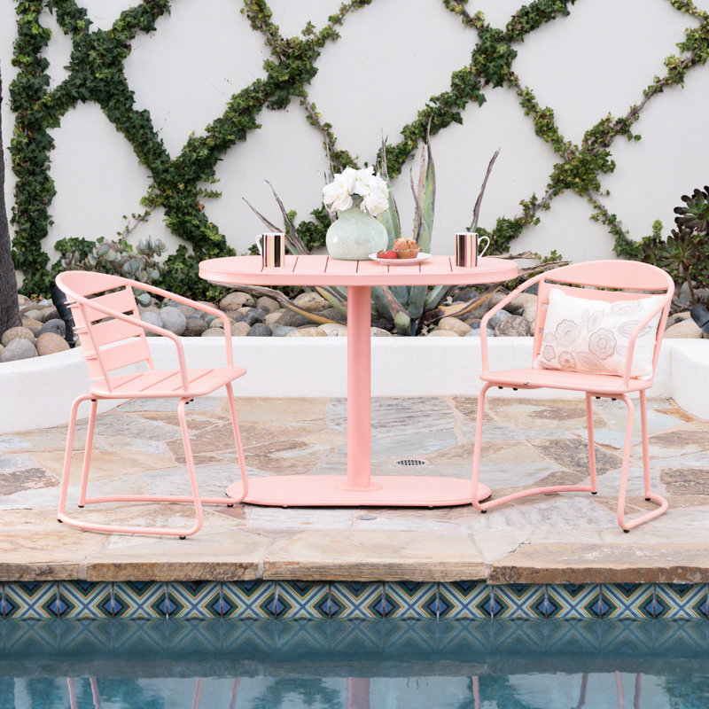 Table bistro en fer - Mobilier de salle à manger d'extérieur corail