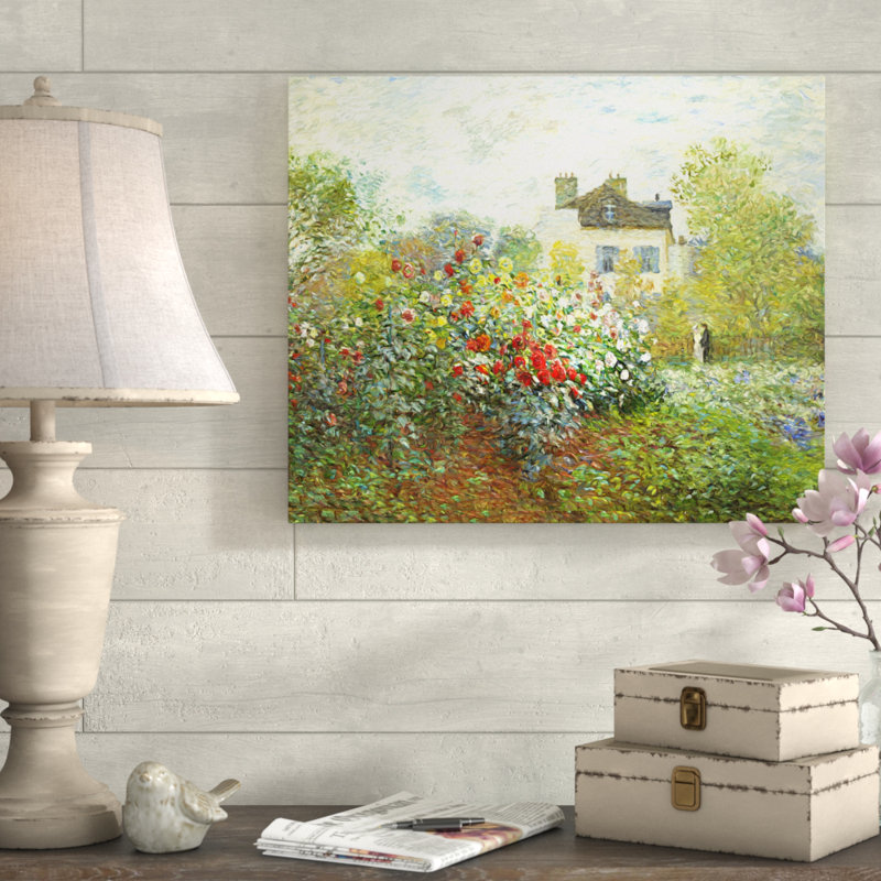 Le jardin de l'artiste - reproduction, H 18 po x l 27 po x P 1,5 po, Pas de tapis, Toile tendue