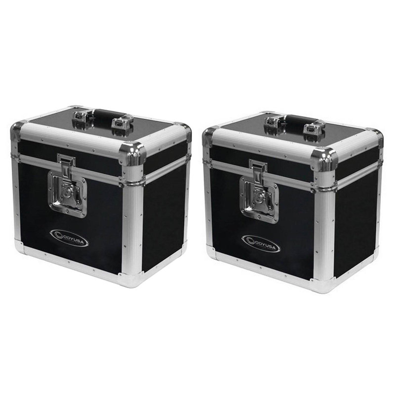 Odyssey KROM Transport Case for 70, 12 Inch Vinyl Records, (2 Pack), Black