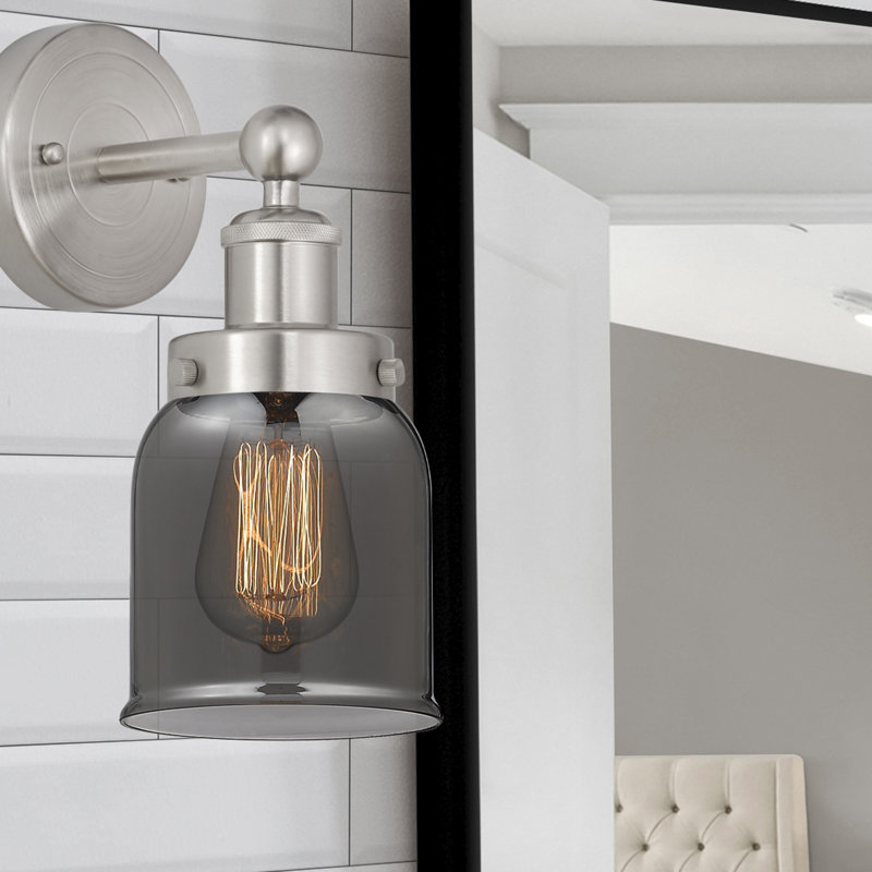 Chesaning Armed Sconce, Smoked Glass, Satin Nickel