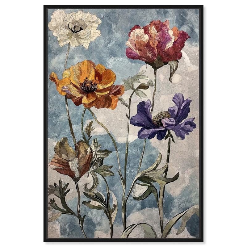 Art floral rétro sur toile Hued Blossom II par Art Remedy, H 16 po x l 11 po, Structure noire