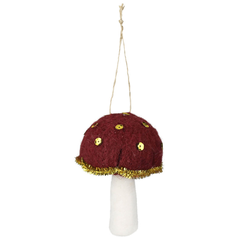 Figurine suspendue champignon de Noël, Rouge/doré
